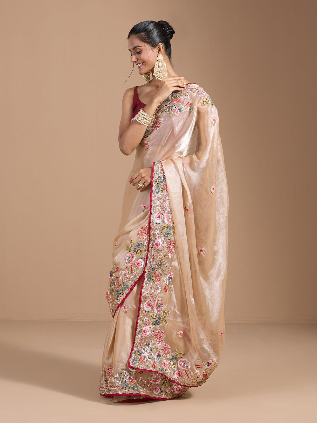 Urban Pallu Solid Tissue Festive Saree