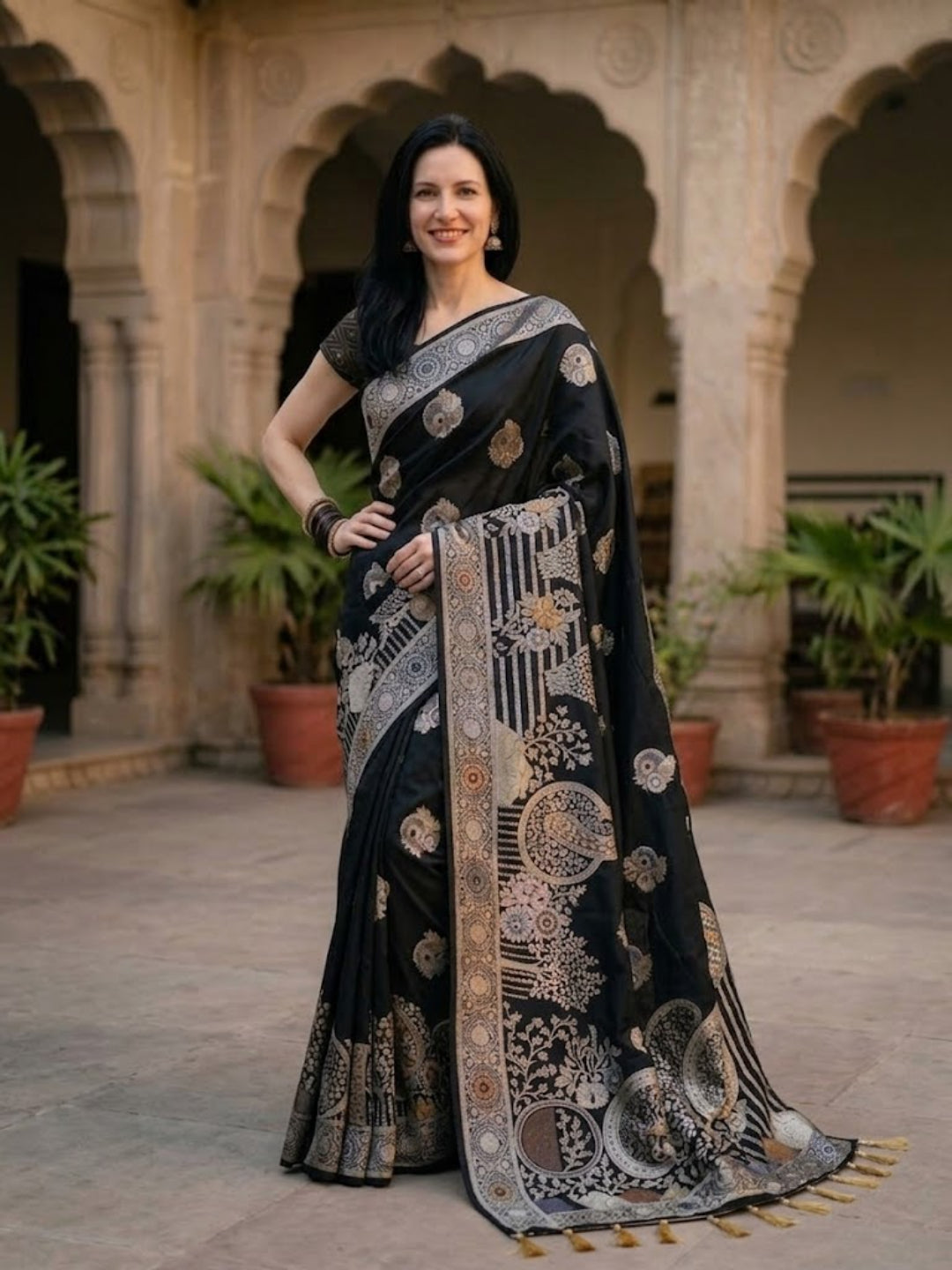 Urban Pallu Woven Design Silk Blend Traditional Saree