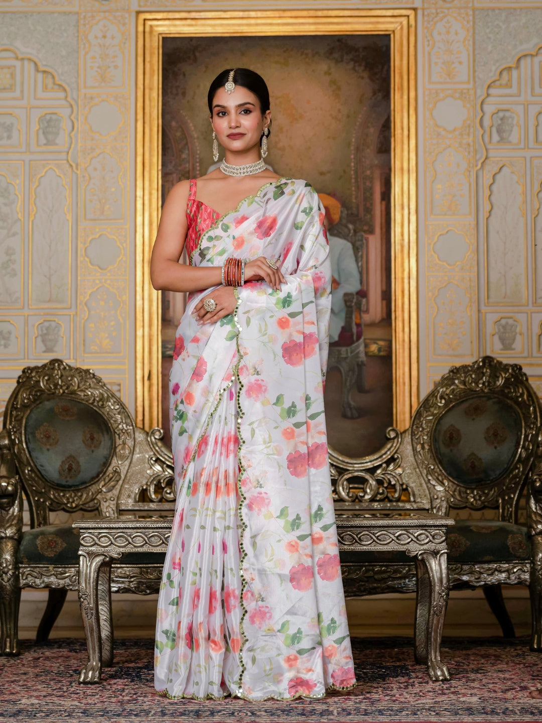 Urban Pallu Woven Design Silk Blend Fusion Saree