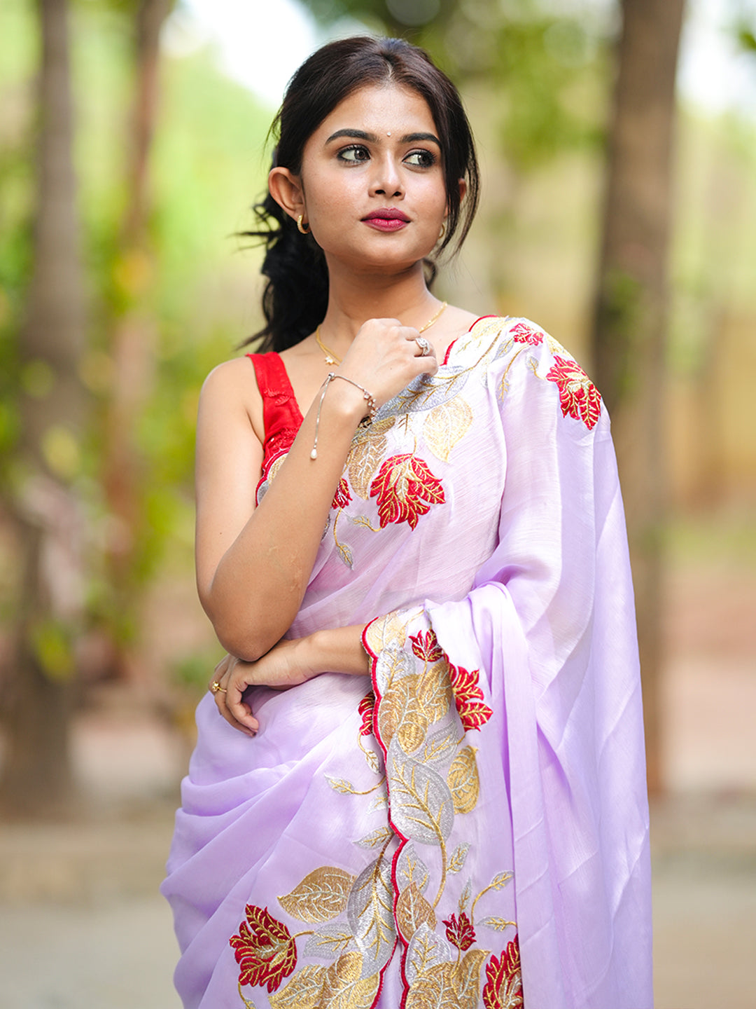 Urban Pallu Woven Design Poly Chiffon Traditional Saree