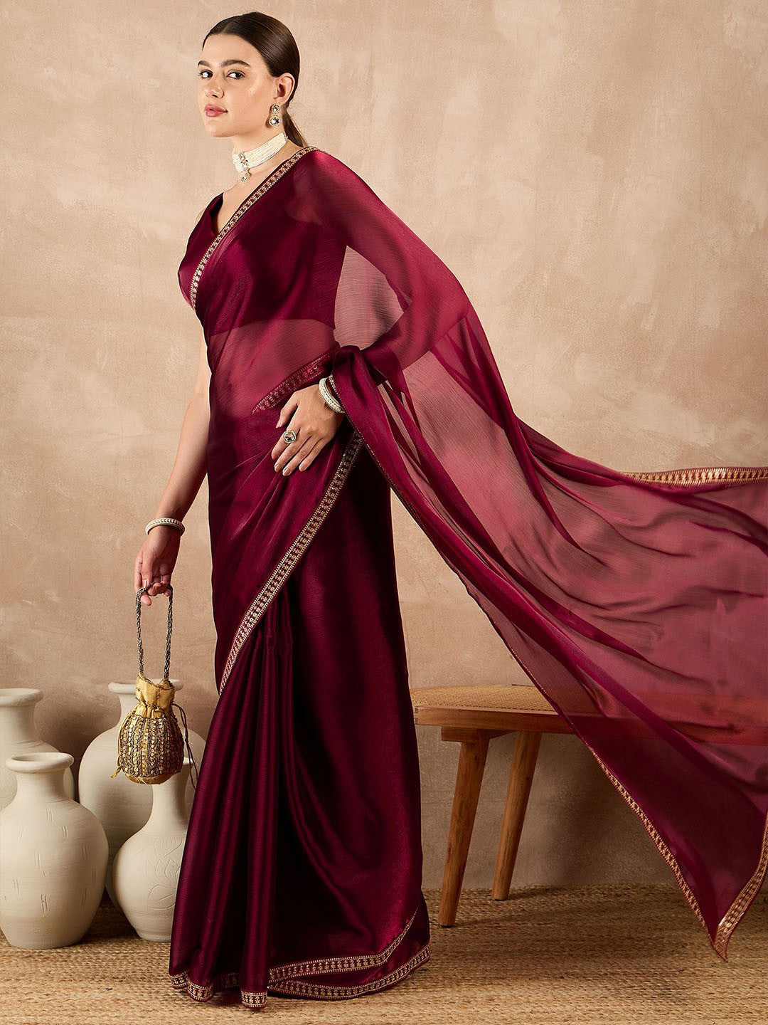 Urban Pallu Woven Design Pure Crepe Work Saree