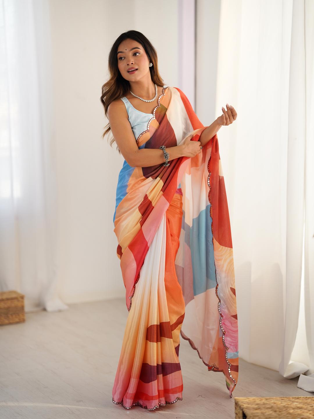 Urban Pallu Sequinned Silk Blend Designer Saree