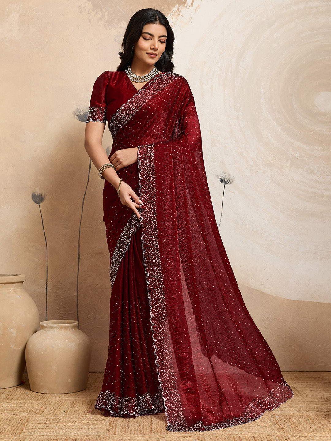 Urban Pallu Embellished Organza Party Saree