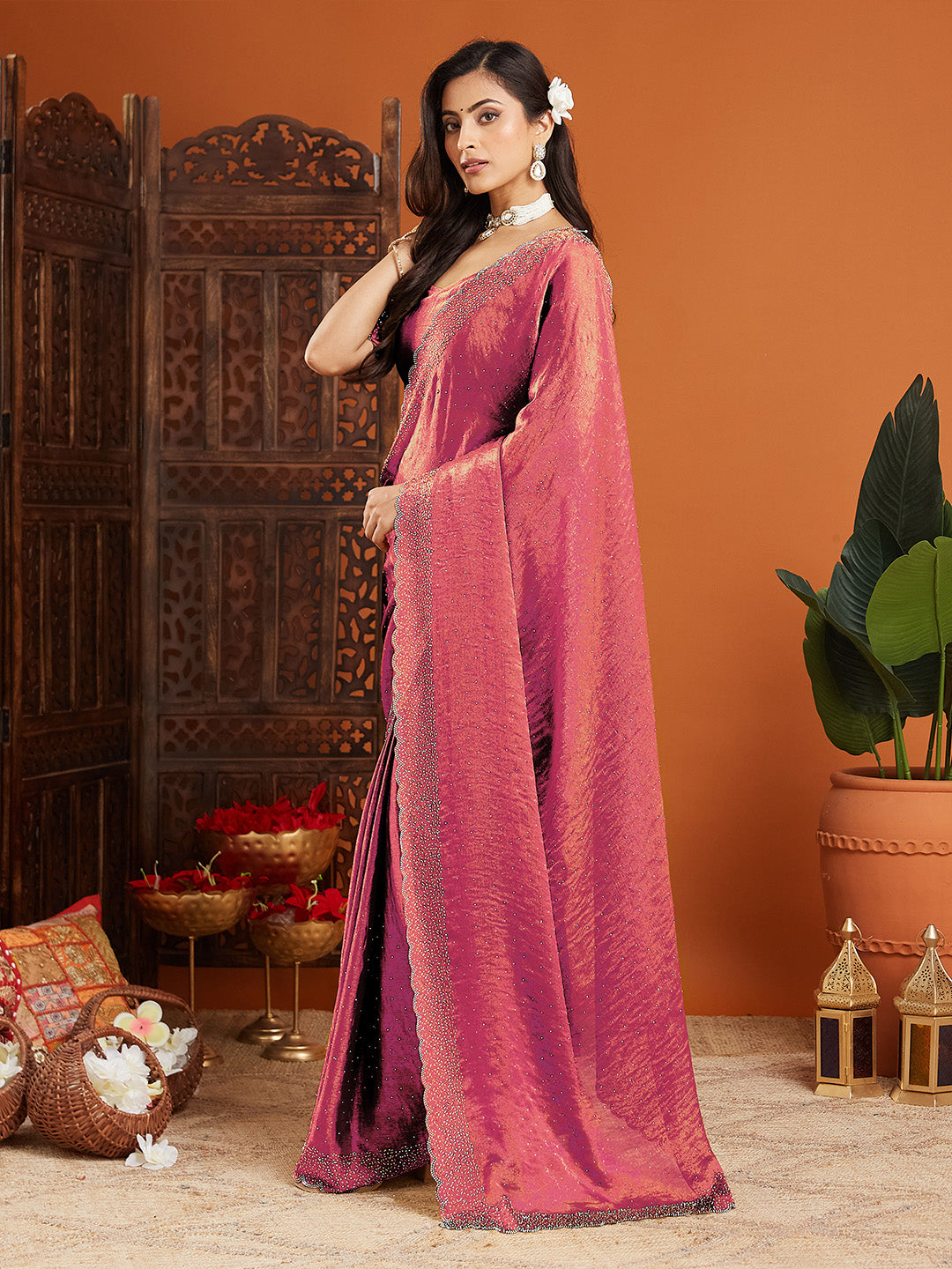 Urban Pallu Embellished Organza Party Saree