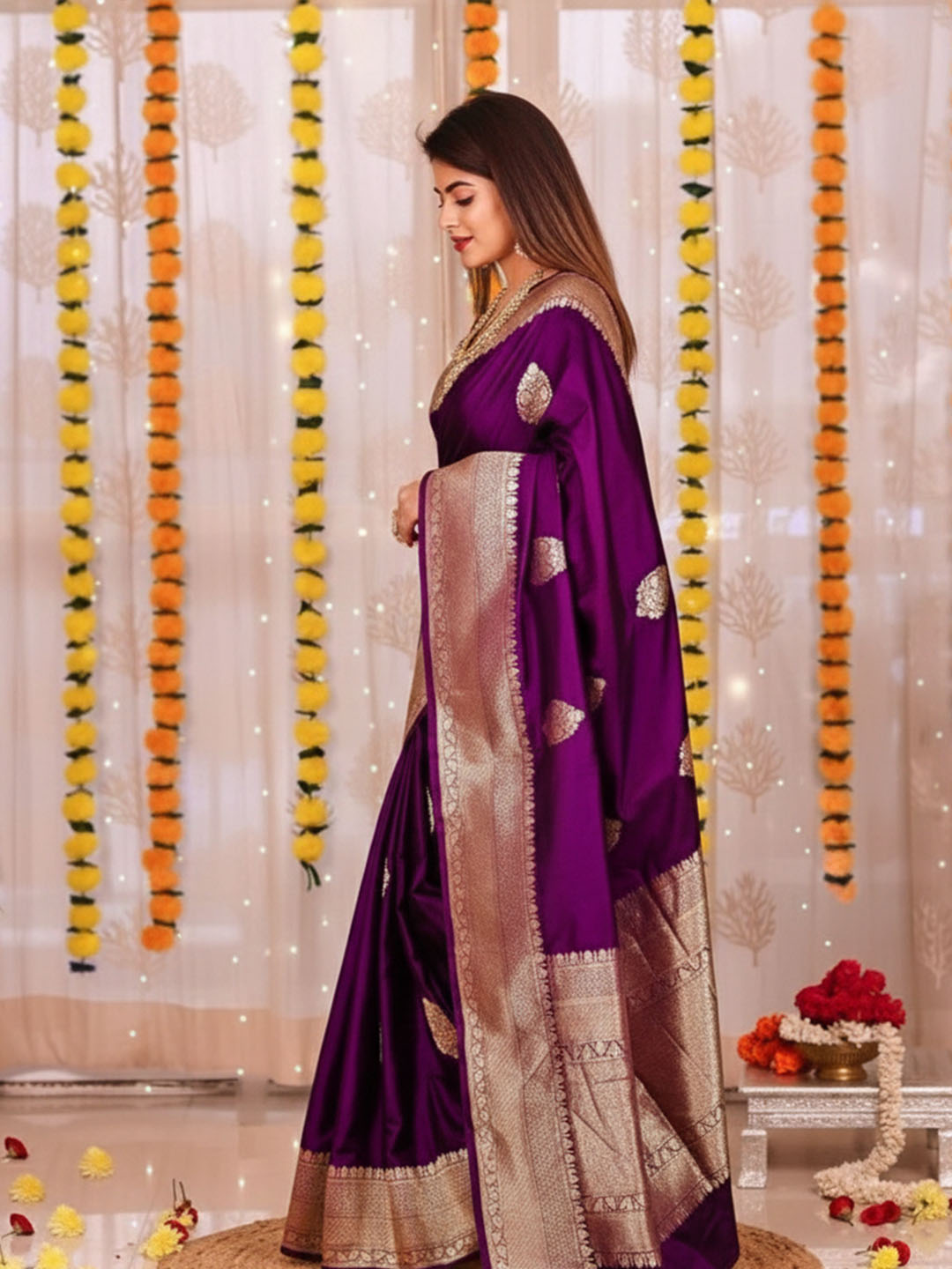 Urban Pallu Woven Design Silk Blend Work Saree