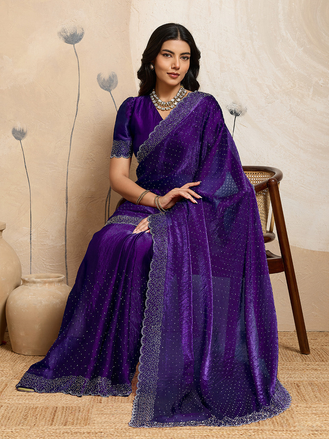Urban Pallu Embellished Organza Party Saree