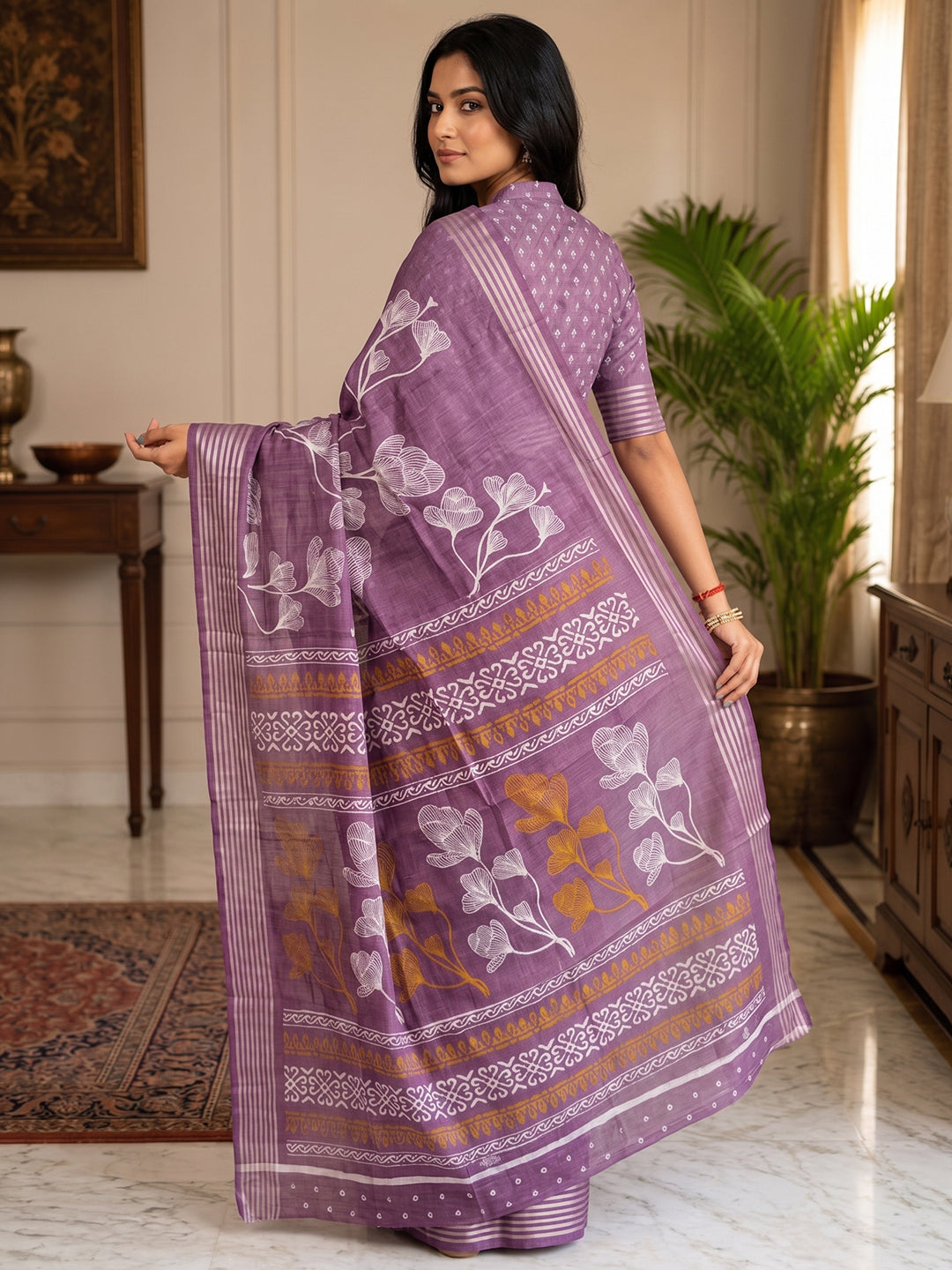 Urban Pallu Printed Silk Blend Festive Saree