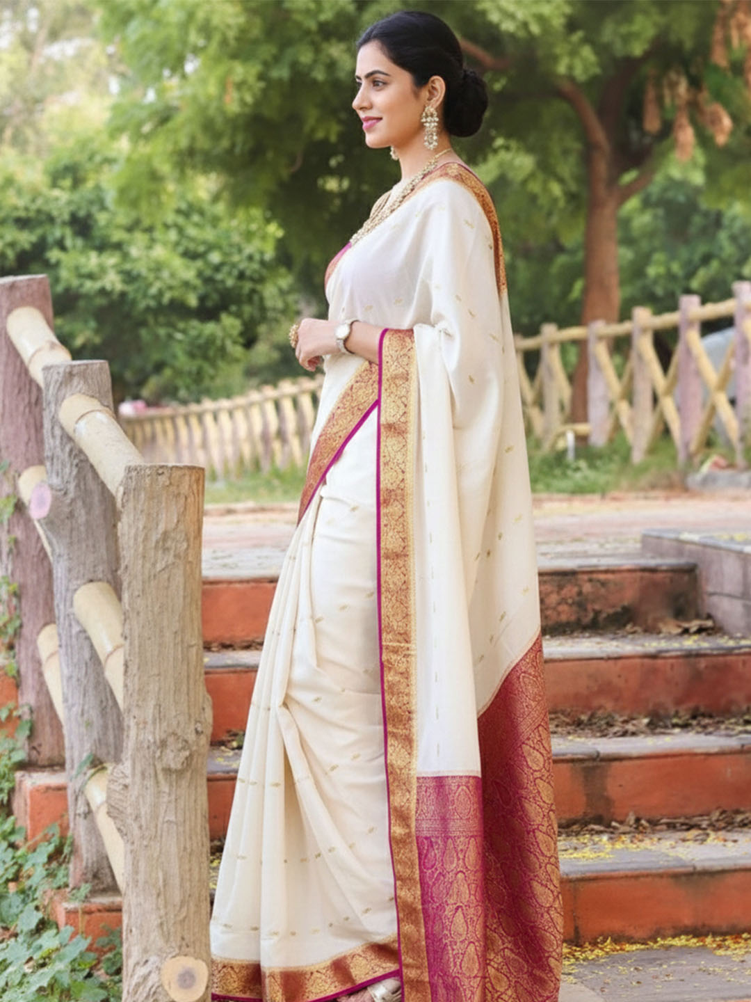 Urban Pallu Woven Design Silk Blend Traditional Saree