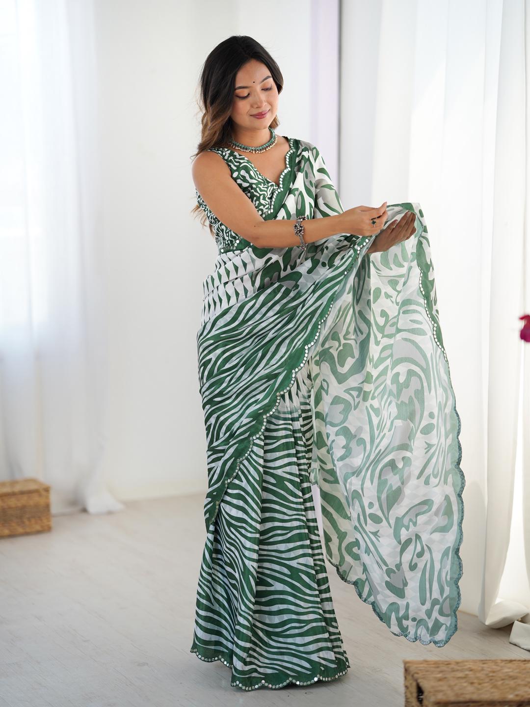 Urban Pallu Sequinned Silk Blend Designer Saree