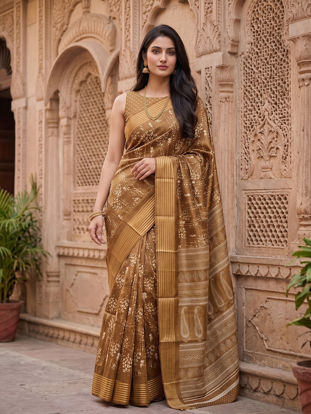 Urban Pallu Printed Silk Blend Festive Saree