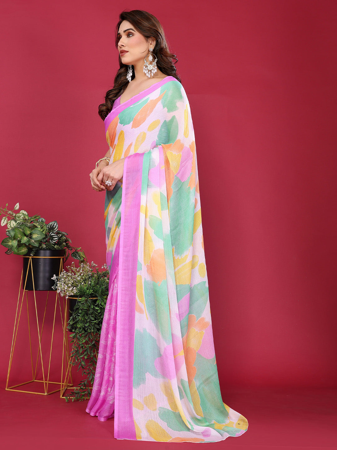 Urban Pallu Printed Pure Chiffon Daily Saree