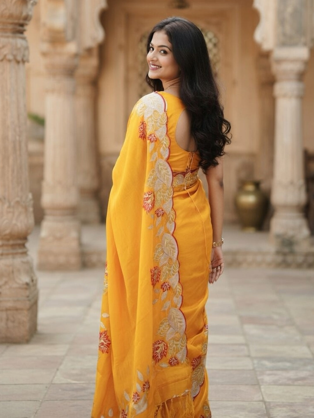 Urban Pallu Woven Design Poly Chiffon Traditional Saree