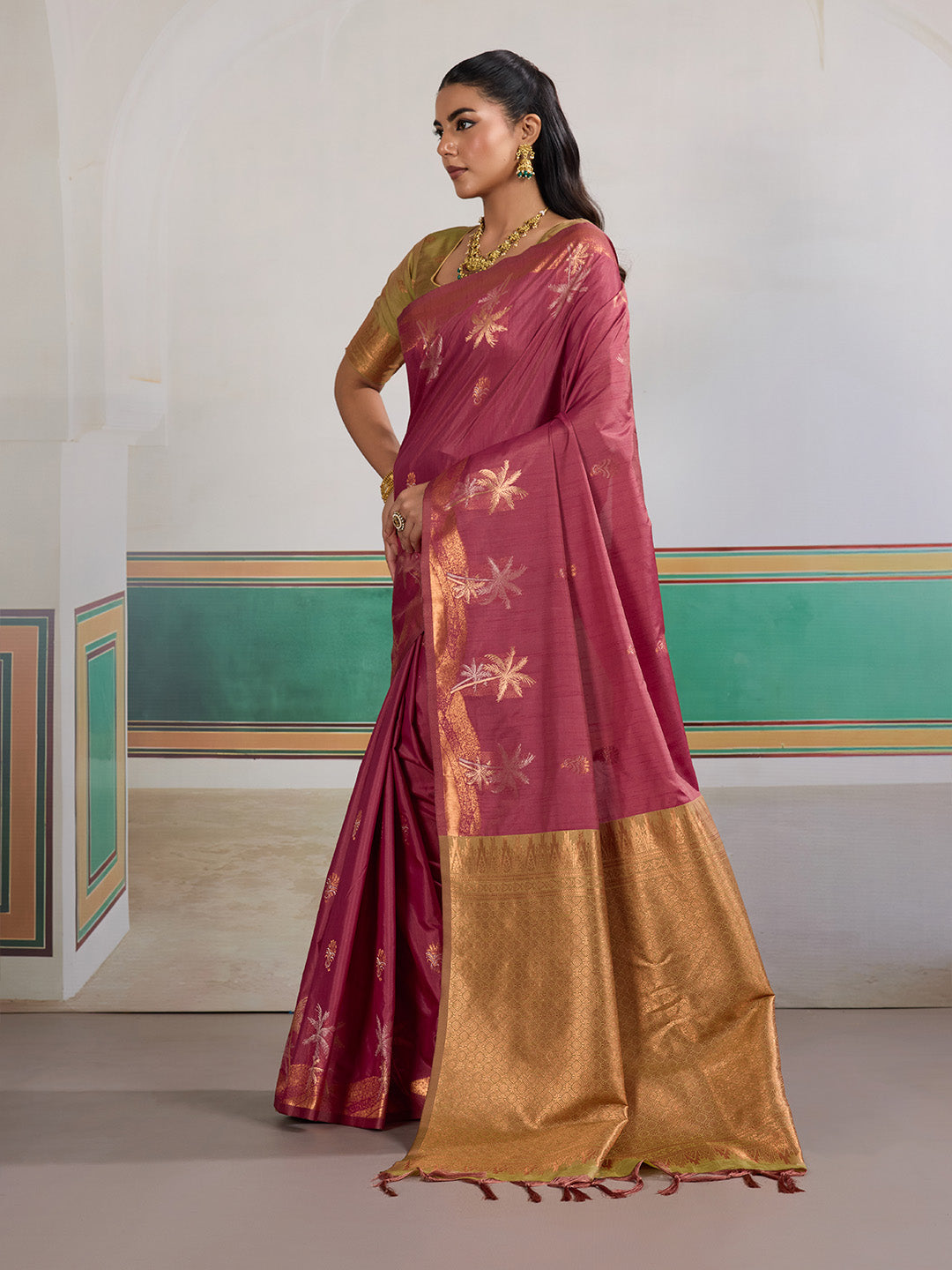 Urban Pallu Printed Silk Cotton Work Saree