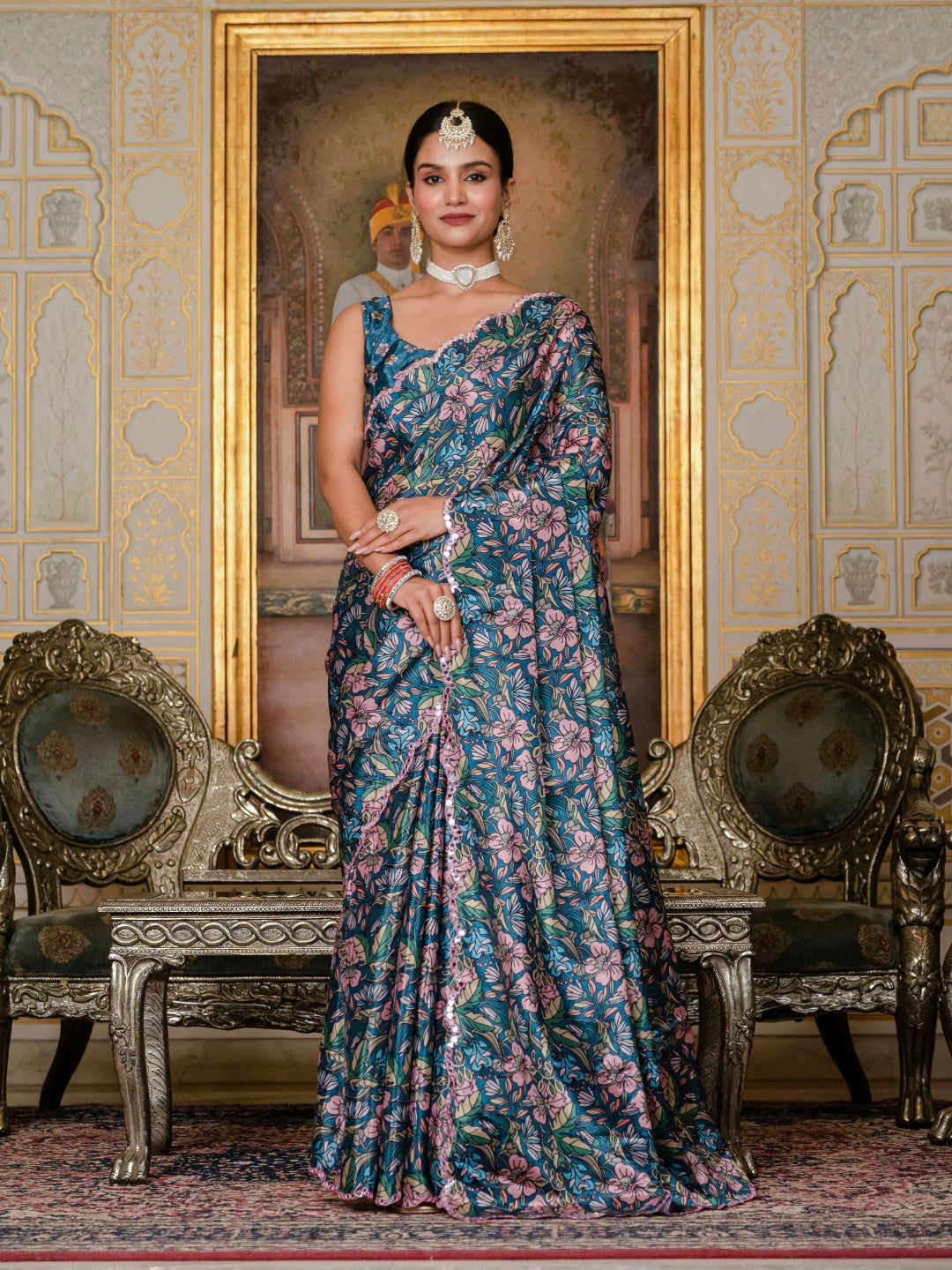 Urban Pallu Woven Design Silk Blend Fusion Saree