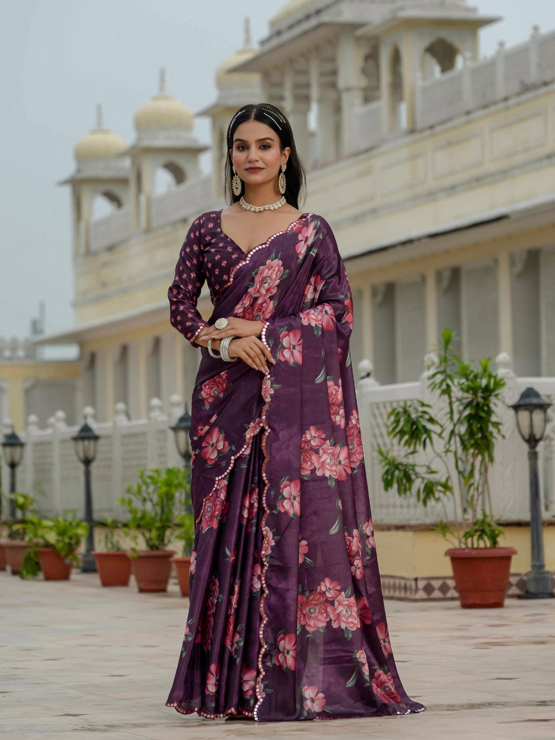 Urban Pallu Woven Design Silk Blend Fusion Saree