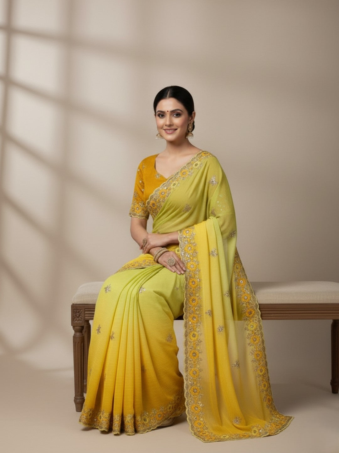 Urban Pallu Solid Poly Georgette Traditional Saree
