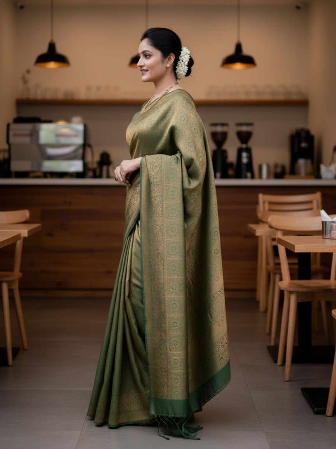 Urban Pallu Woven Design Silk Blend Work Saree