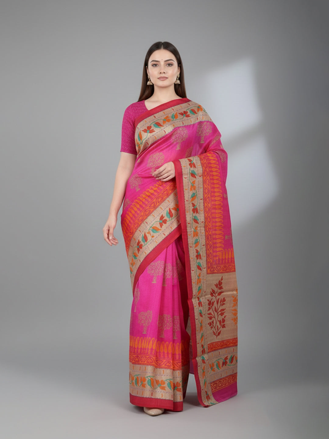 Urban Pallu Solid Silk Blend Festive Saree
