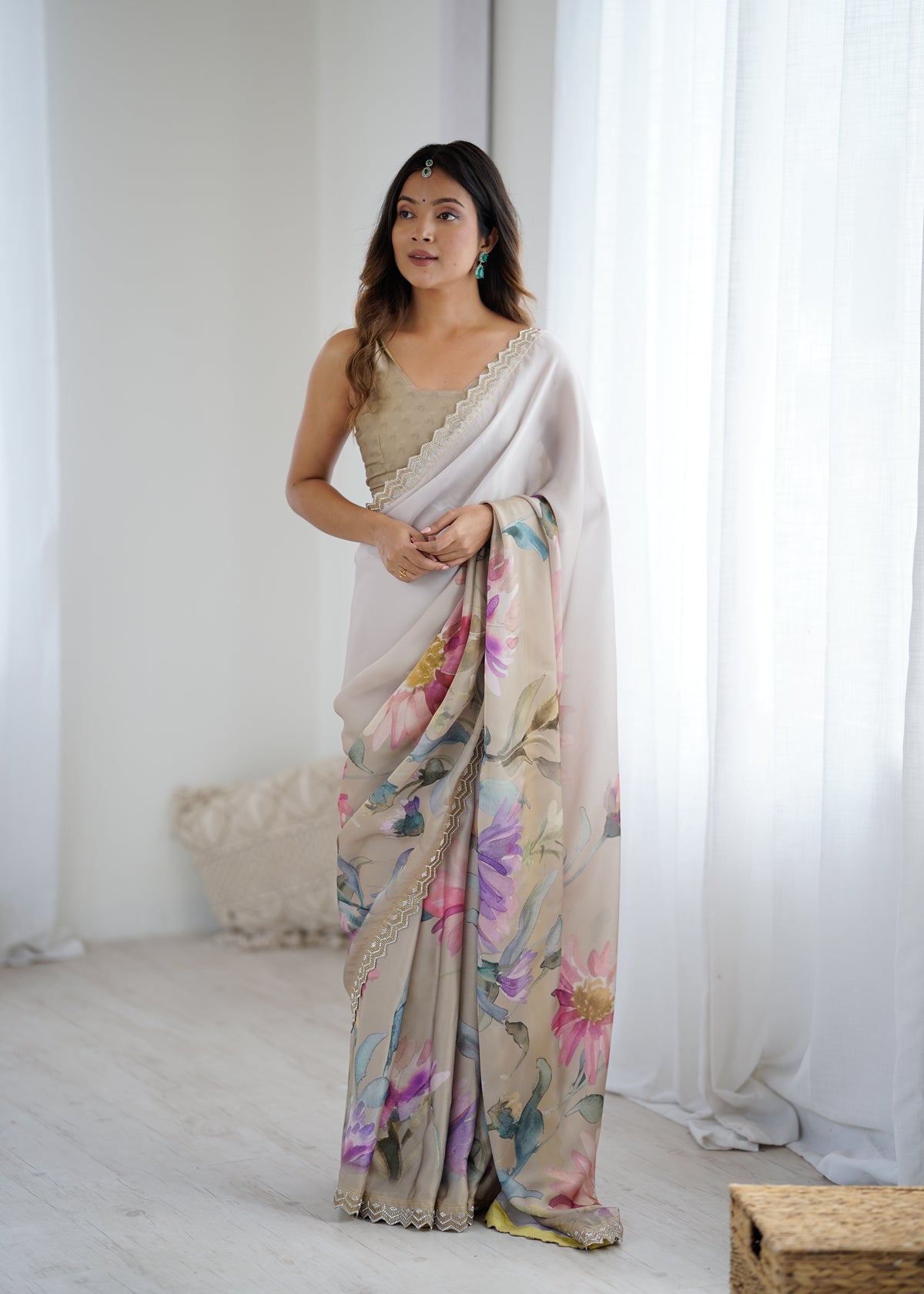 Urban Pallu Printed Silk Blend Daily Saree