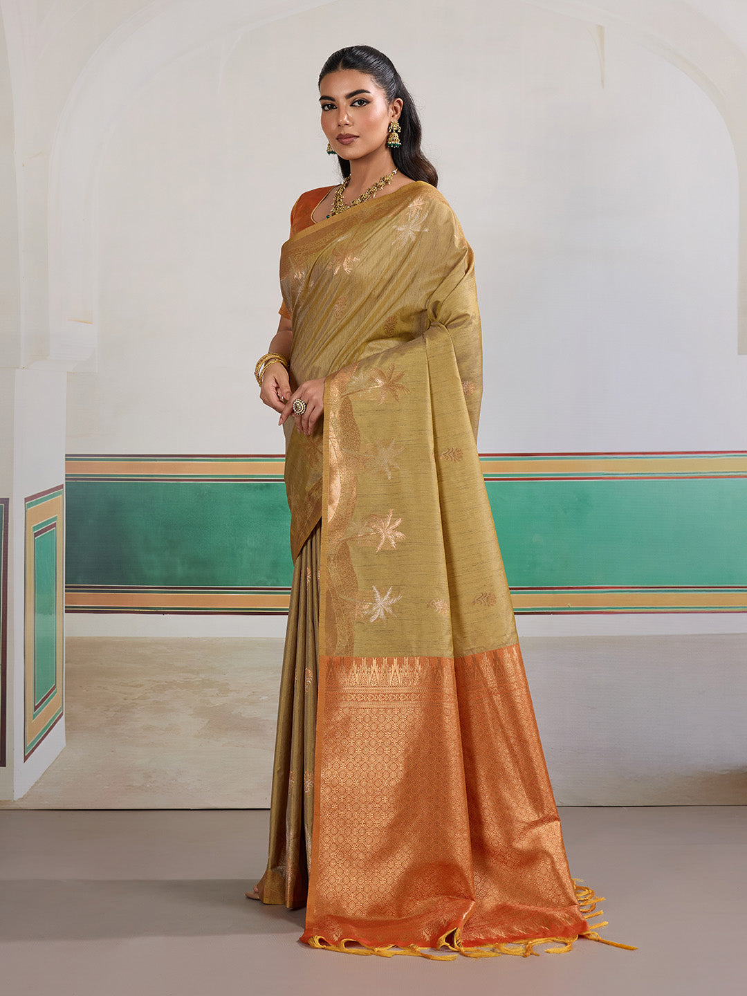 Urban Pallu Printed Silk Cotton Work Saree