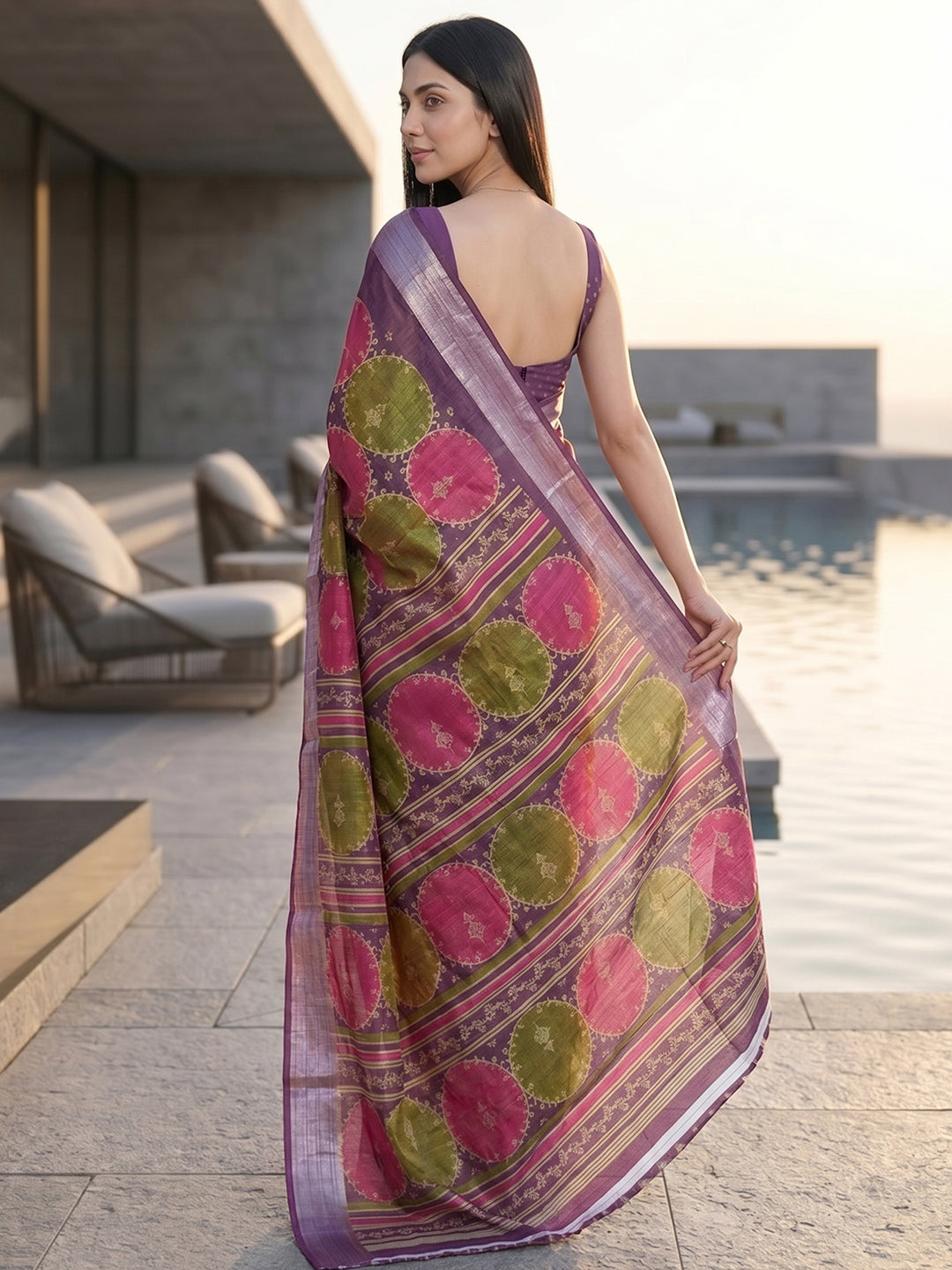 Urban Pallu Printed Silk Blend Festive Saree