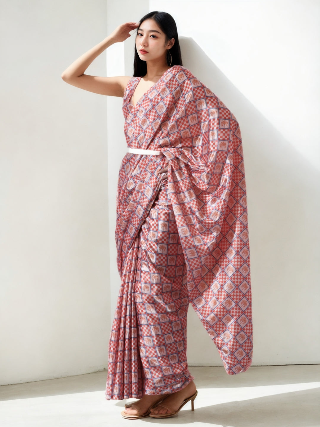 Urban Pallu Woven Design Silk Blend Fusion Saree