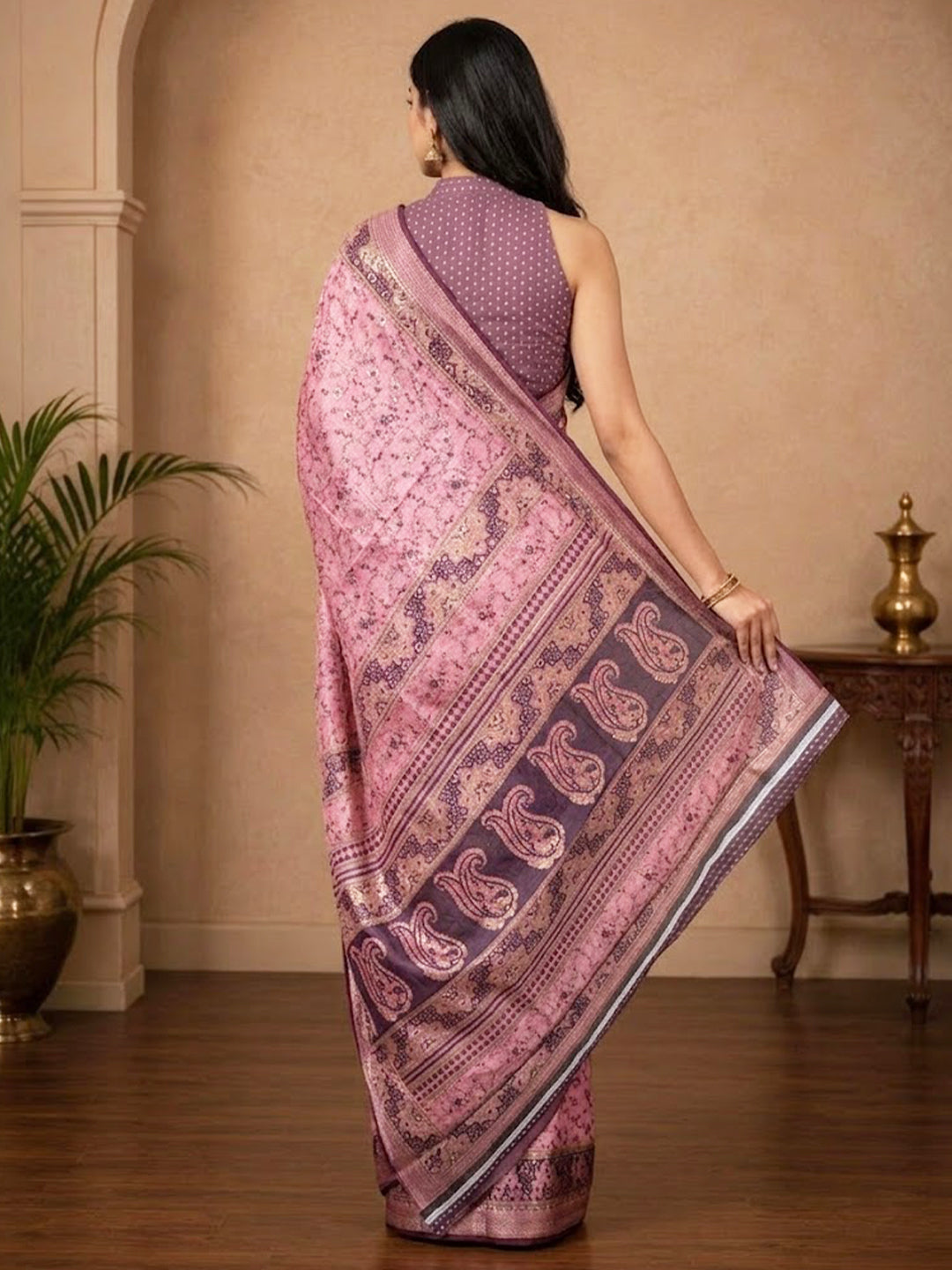 Urban Pallu Printed Silk Blend Festive Saree
