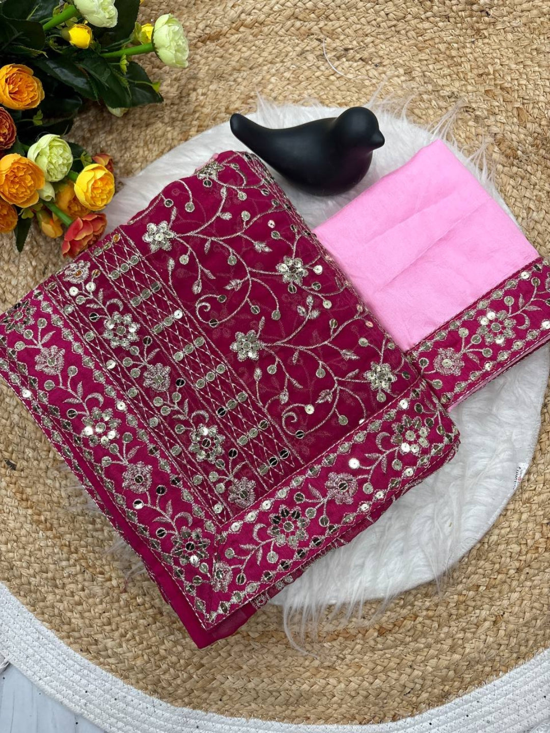 Urban Pallu Solid Pure Georgette Festive Saree