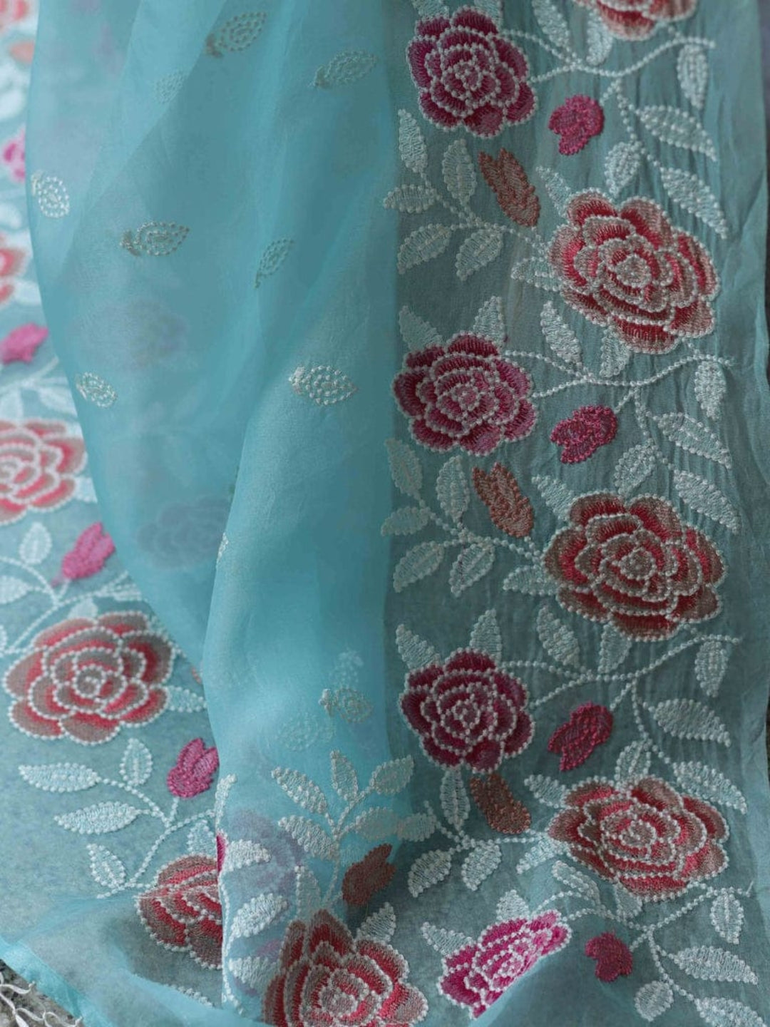 Urban Pallu Embroidered Organza Festive Saree