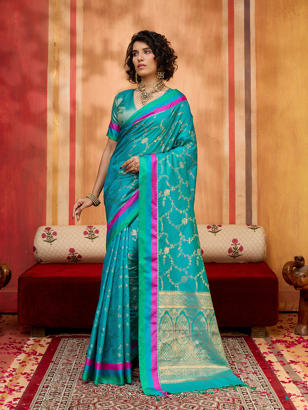 Urban Pallu Printed Silk Cotton Fusion Saree