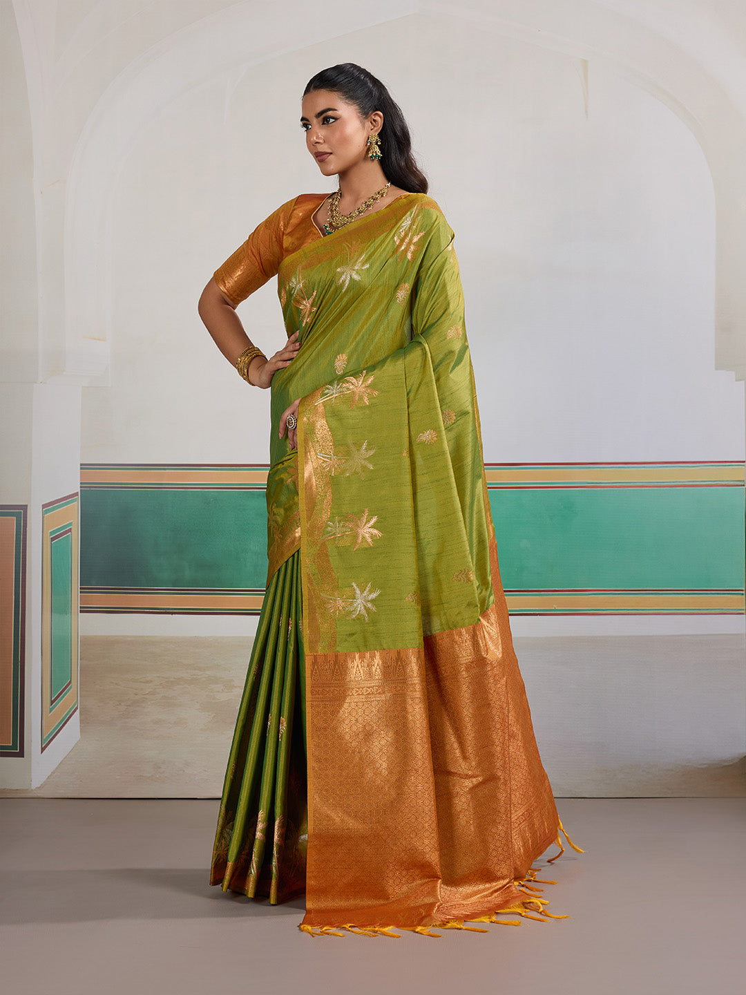 Urban Pallu Printed Silk Cotton Work Saree
