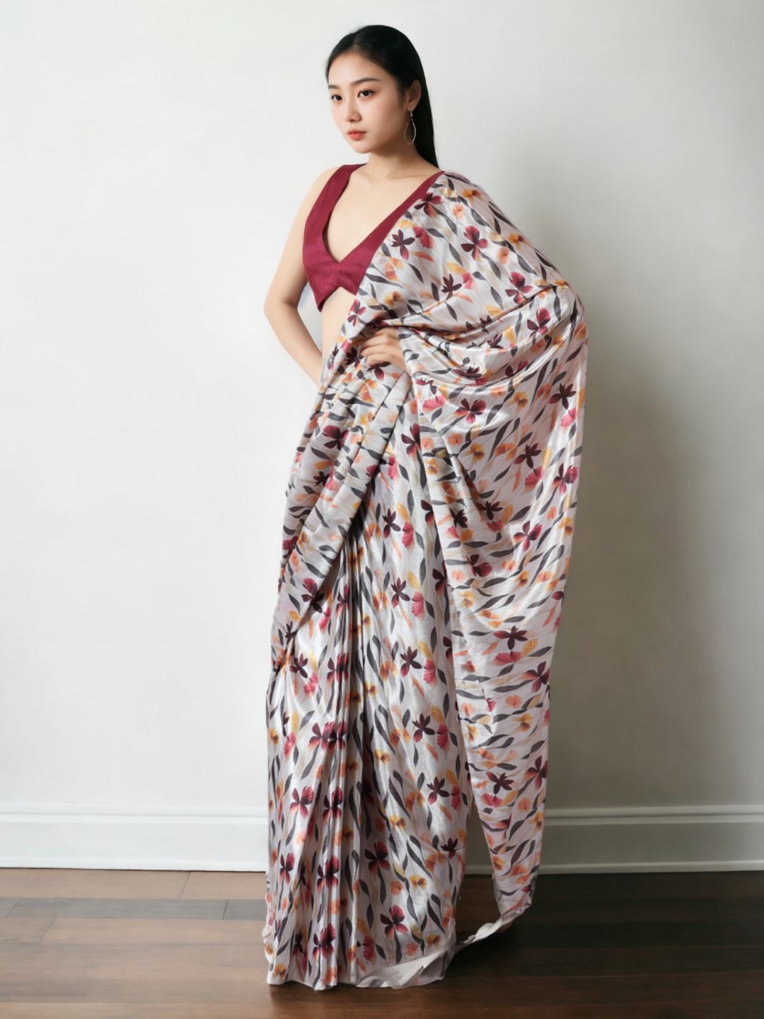 Urban Pallu Woven Design Silk Blend Fusion Saree