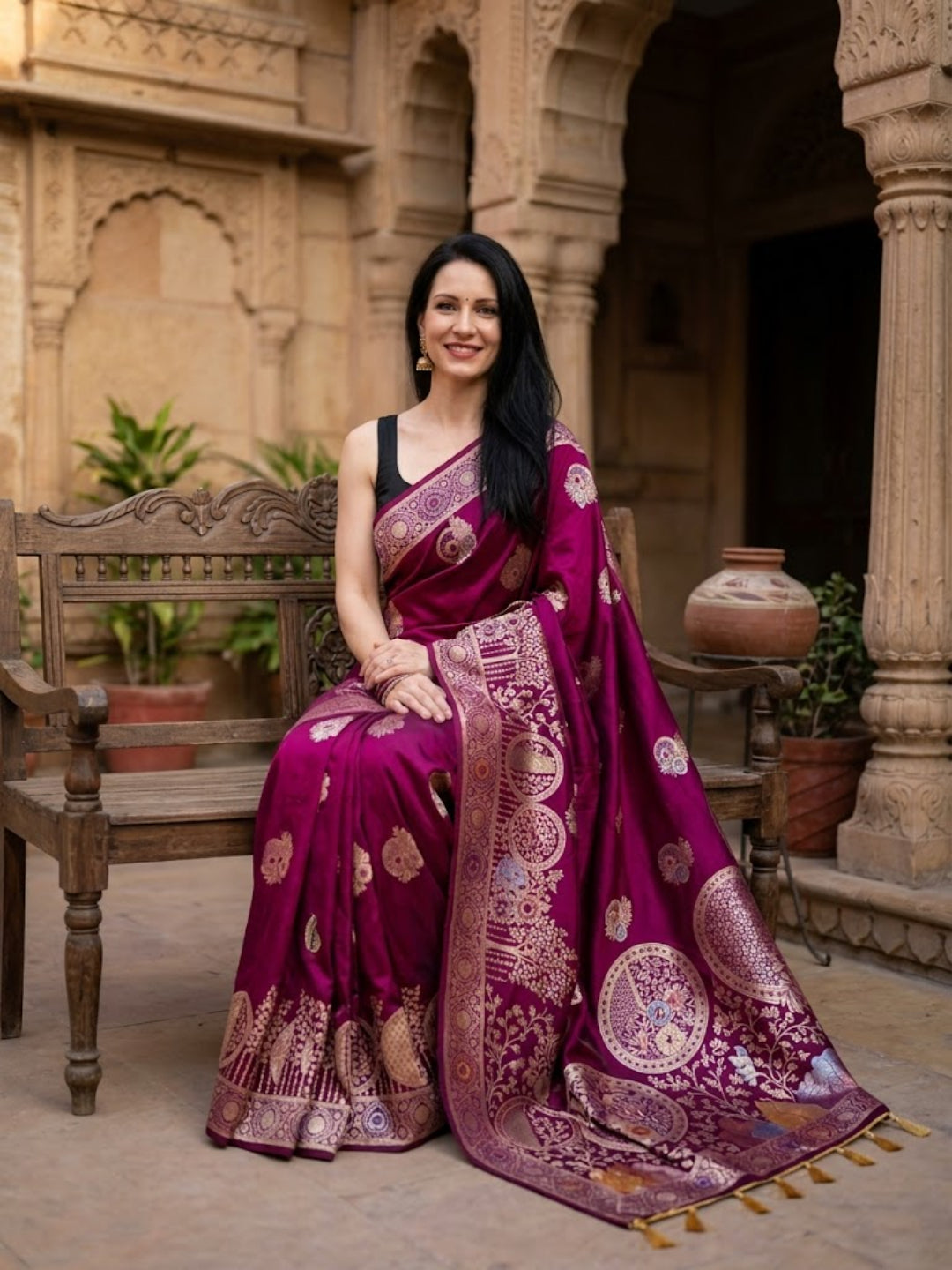 Urban Pallu Woven Design Silk Blend Traditional Saree
