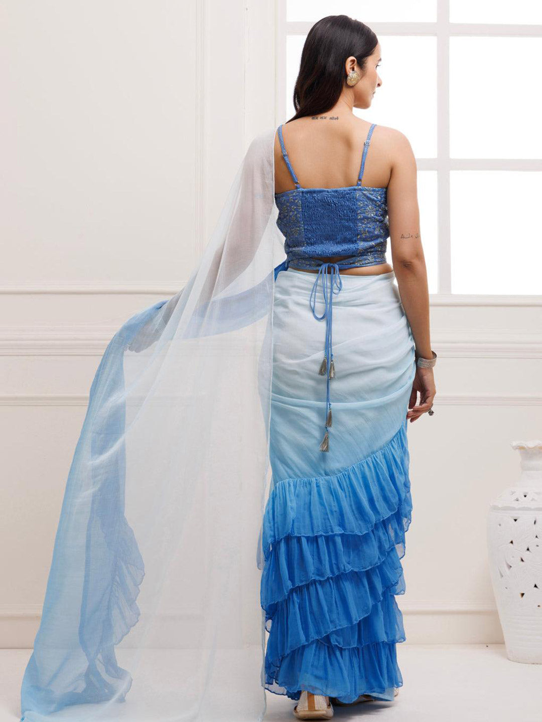 Urban Pallu Ombre Poly Georgette Saree