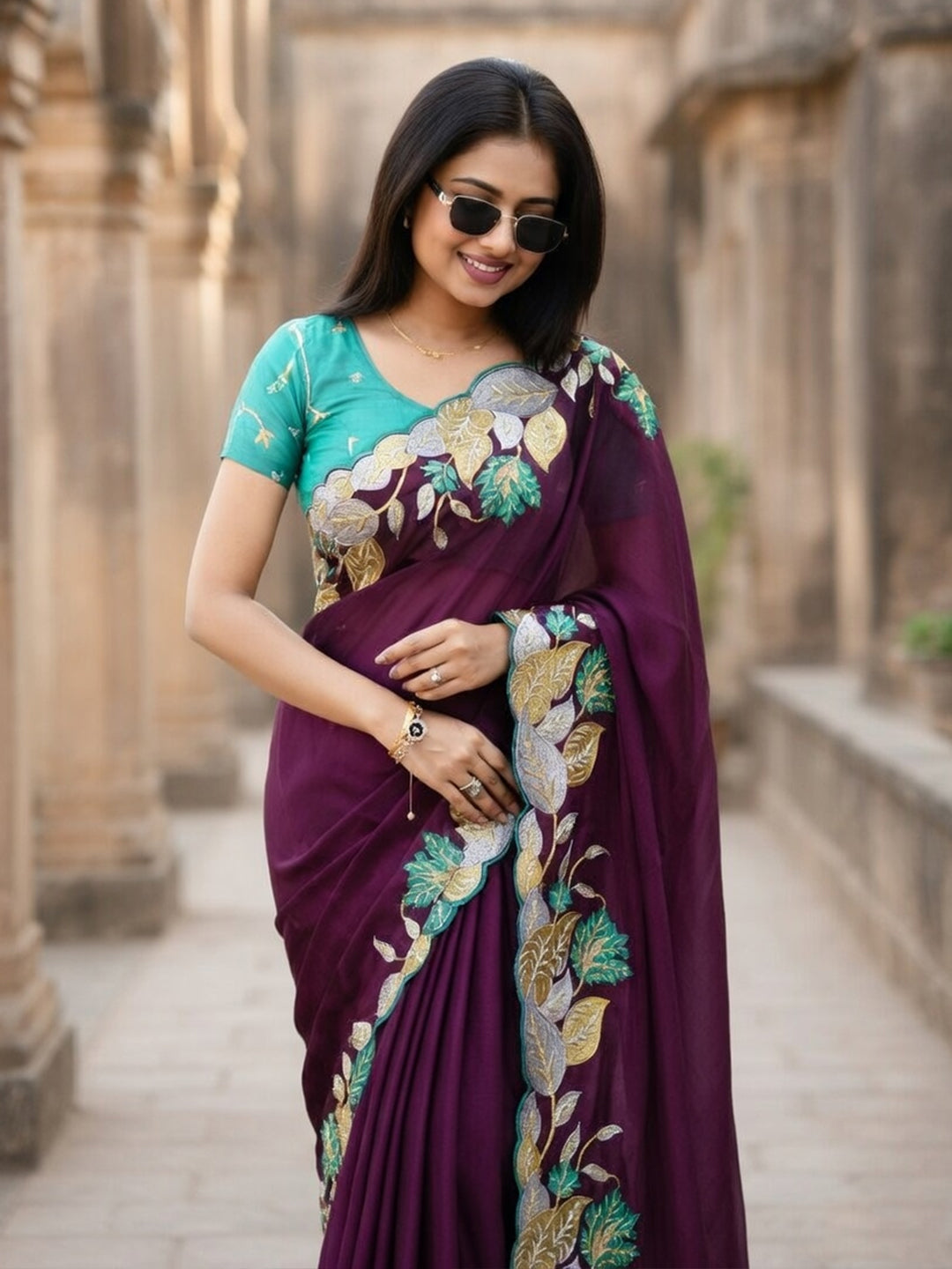 Urban Pallu Woven Design Poly Chiffon Traditional Saree