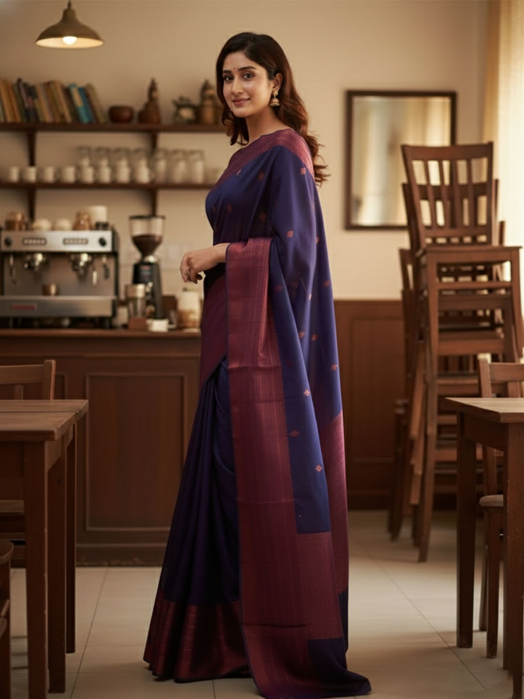 Urban Pallu Woven Design Silk Blend Work Saree