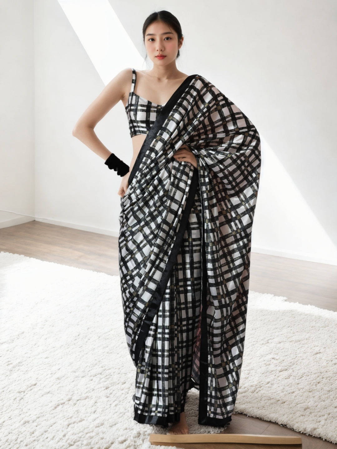 Urban Pallu Woven Design Silk Blend Fusion Saree