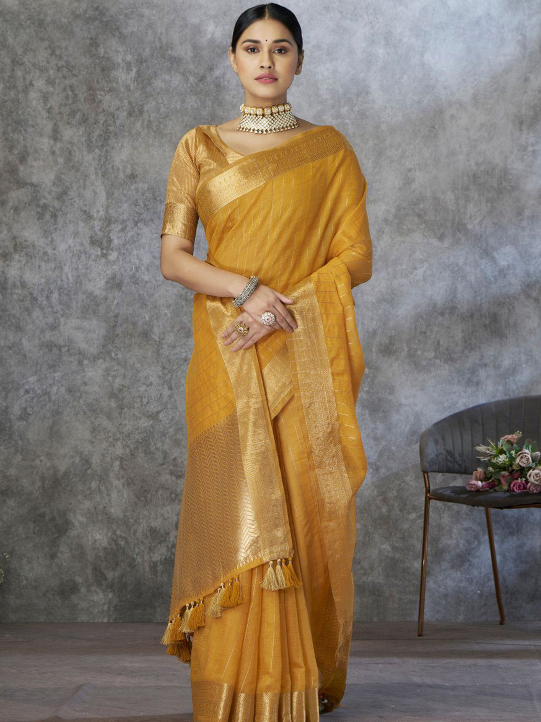 Urban Pallu Woven Design Zari Chanderi Saree