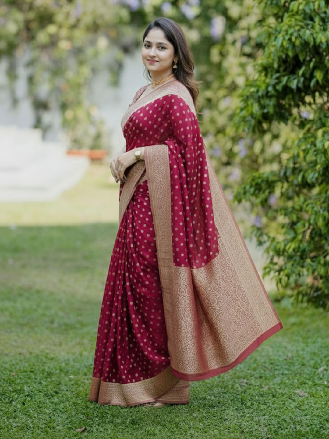 Urban Pallu Woven Design Silk Blend Work Saree