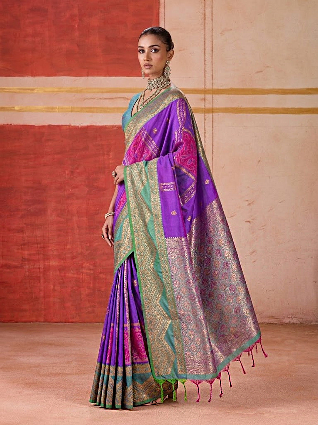 Urban Pallu Striped Silk Cotton Work Saree