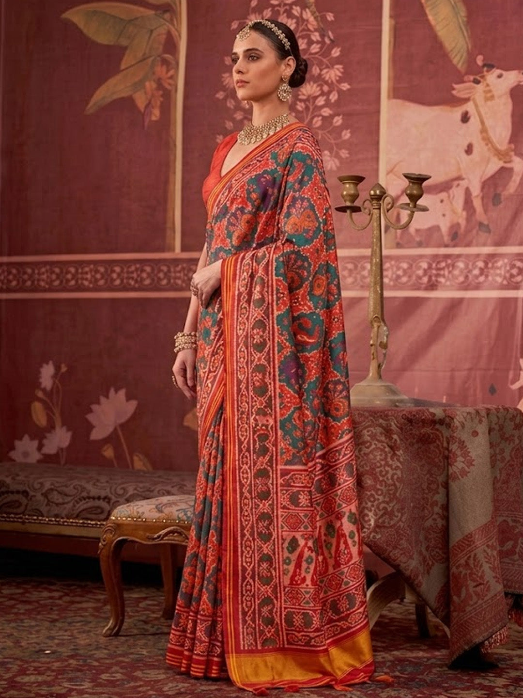 Urban Pallu Printed Satin Work Saree