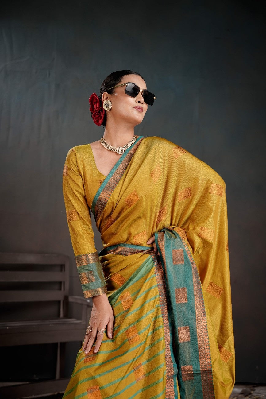 Urban Pallu Floral Sequinned Silk Blend Fusion Saree