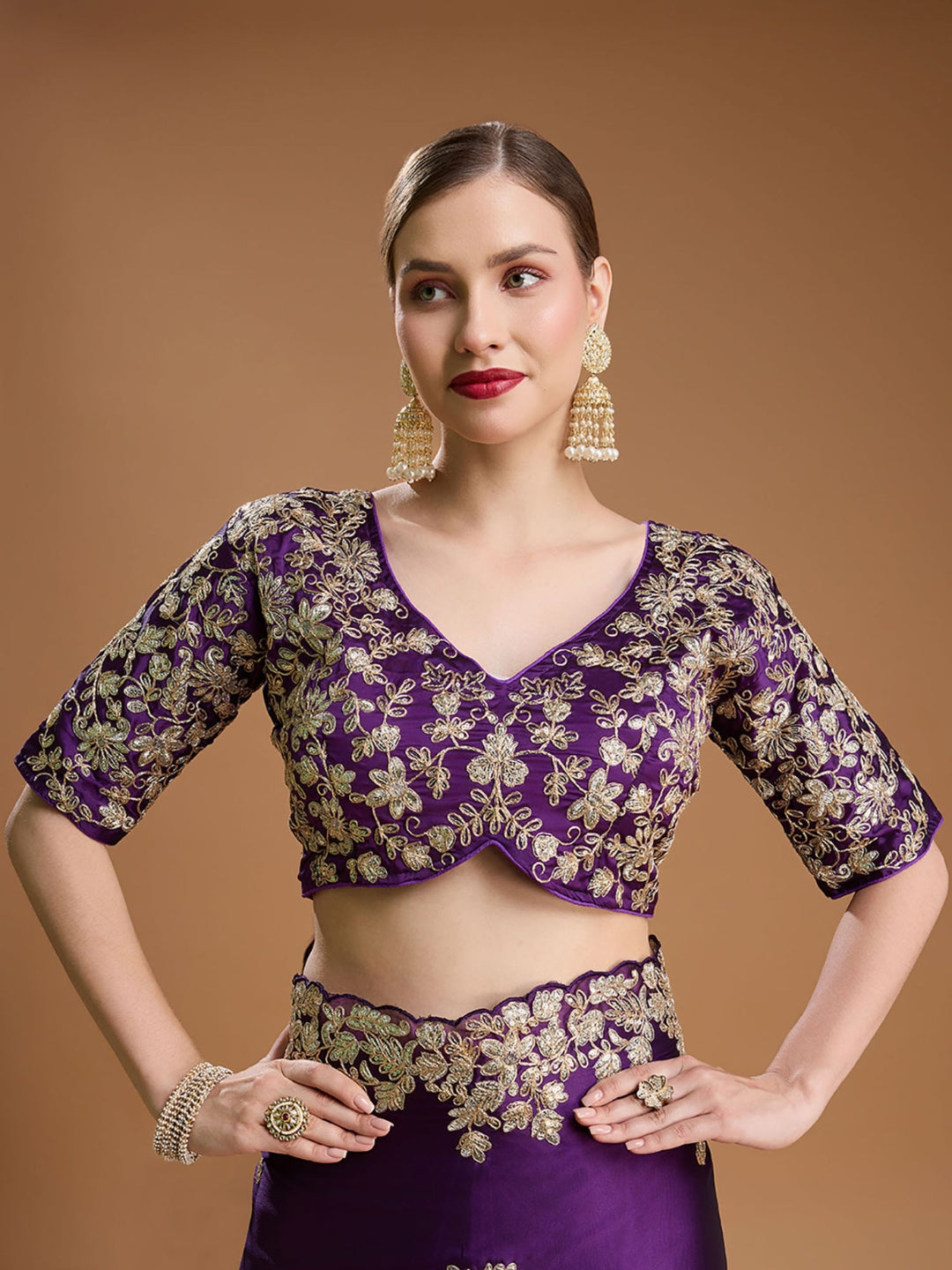 Urban Pallu Embroidered Poly Georgette Embroidered Saree