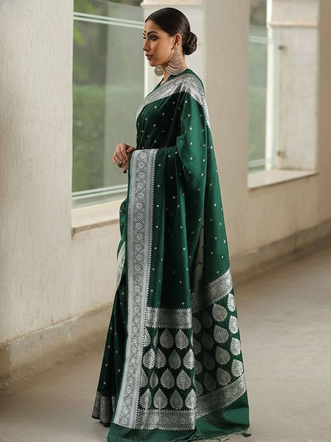 Urban Pallu Woven Design Silk Blend Traditional Saree