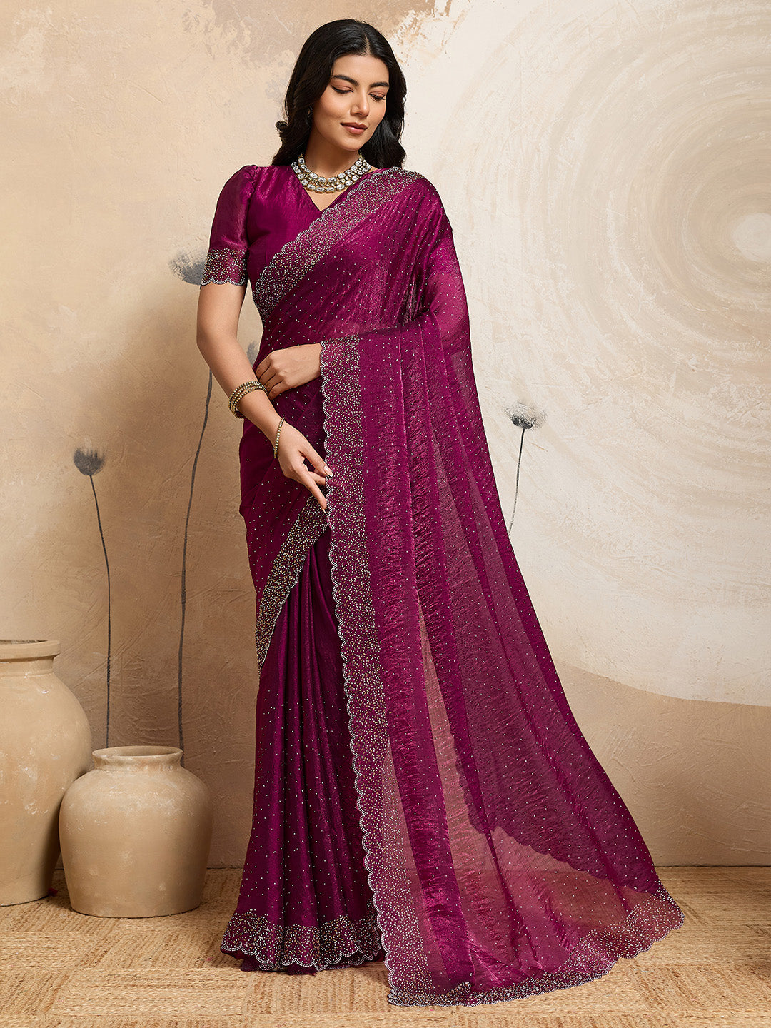 Urban Pallu Embellished Organza Party Saree