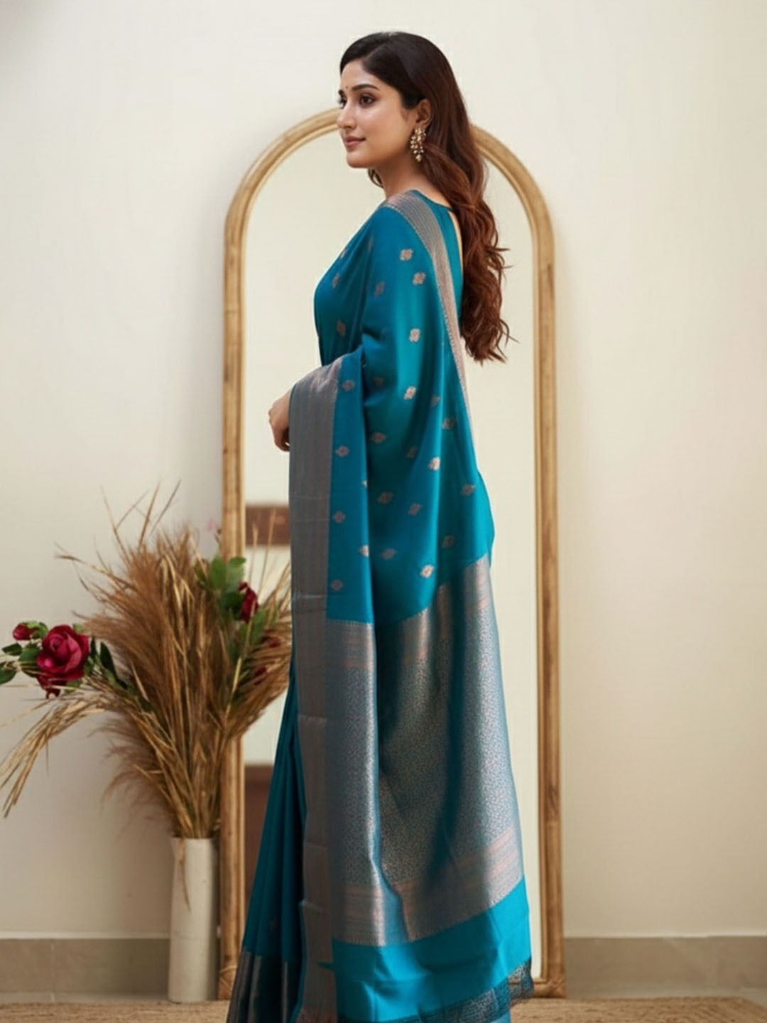 Urban Pallu Woven Design Silk Blend Work Saree