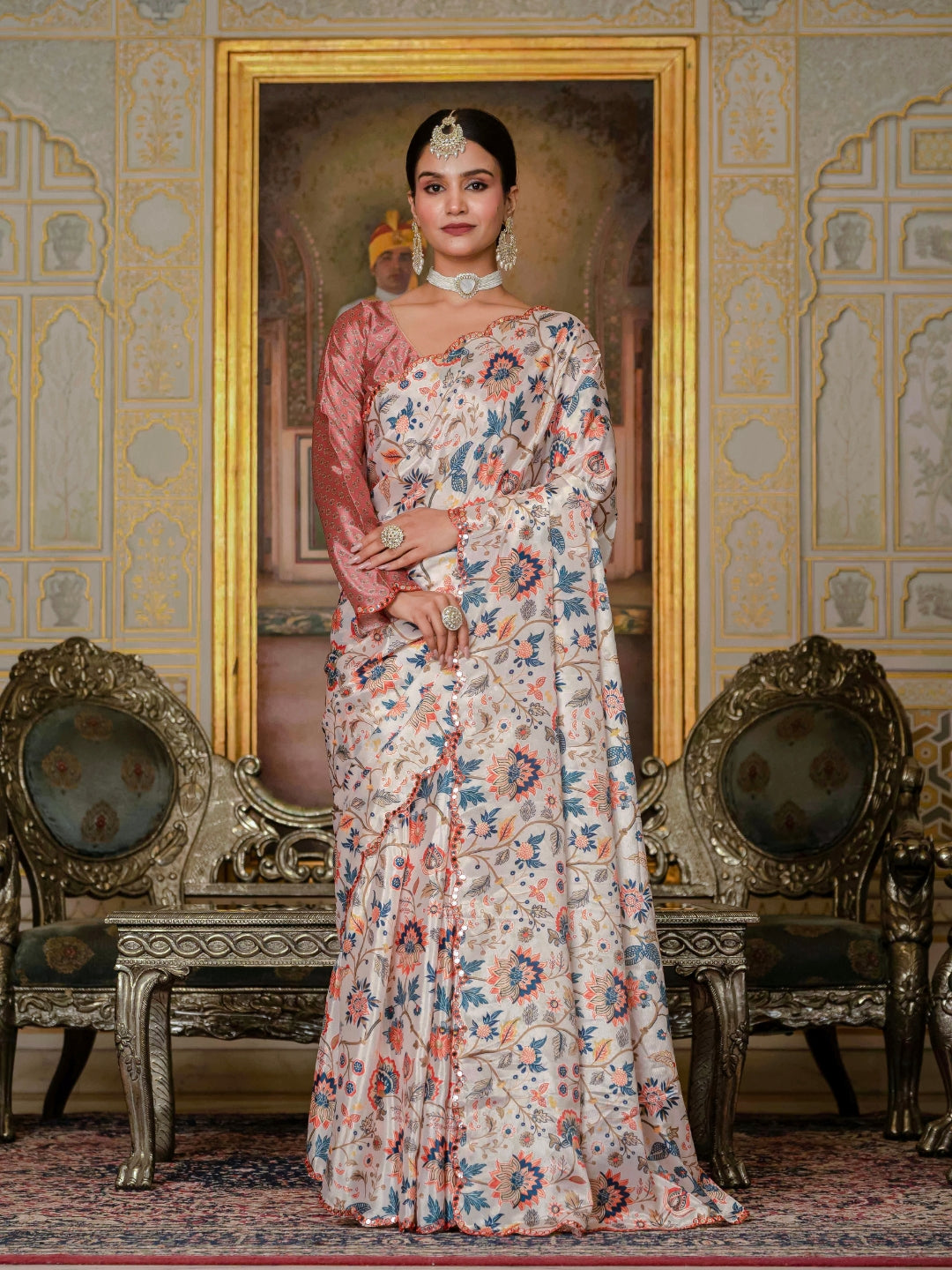 Urban Pallu Woven Design Silk Blend Fusion Saree