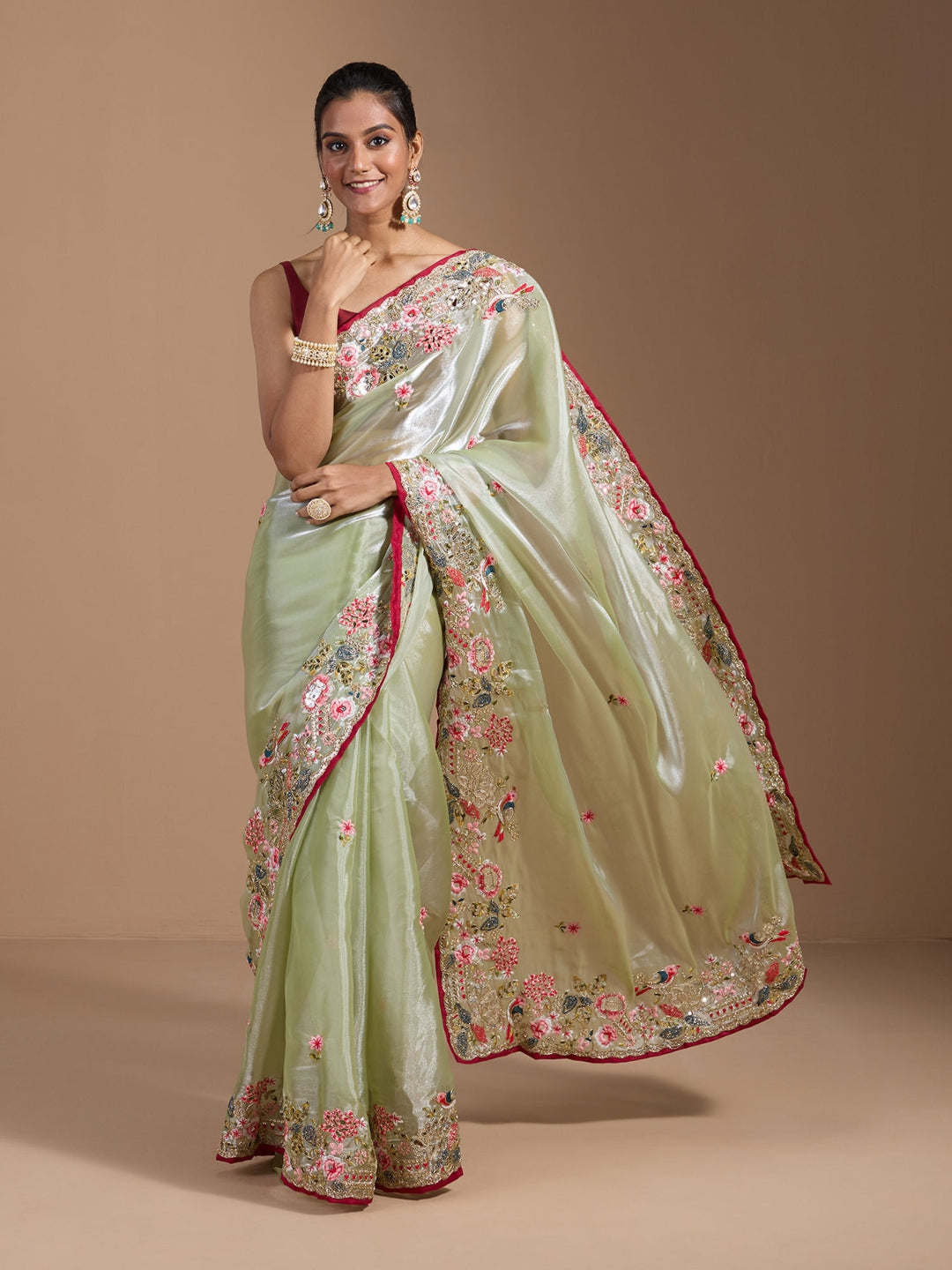 Urban Pallu Embroidered Tissue Festive Saree