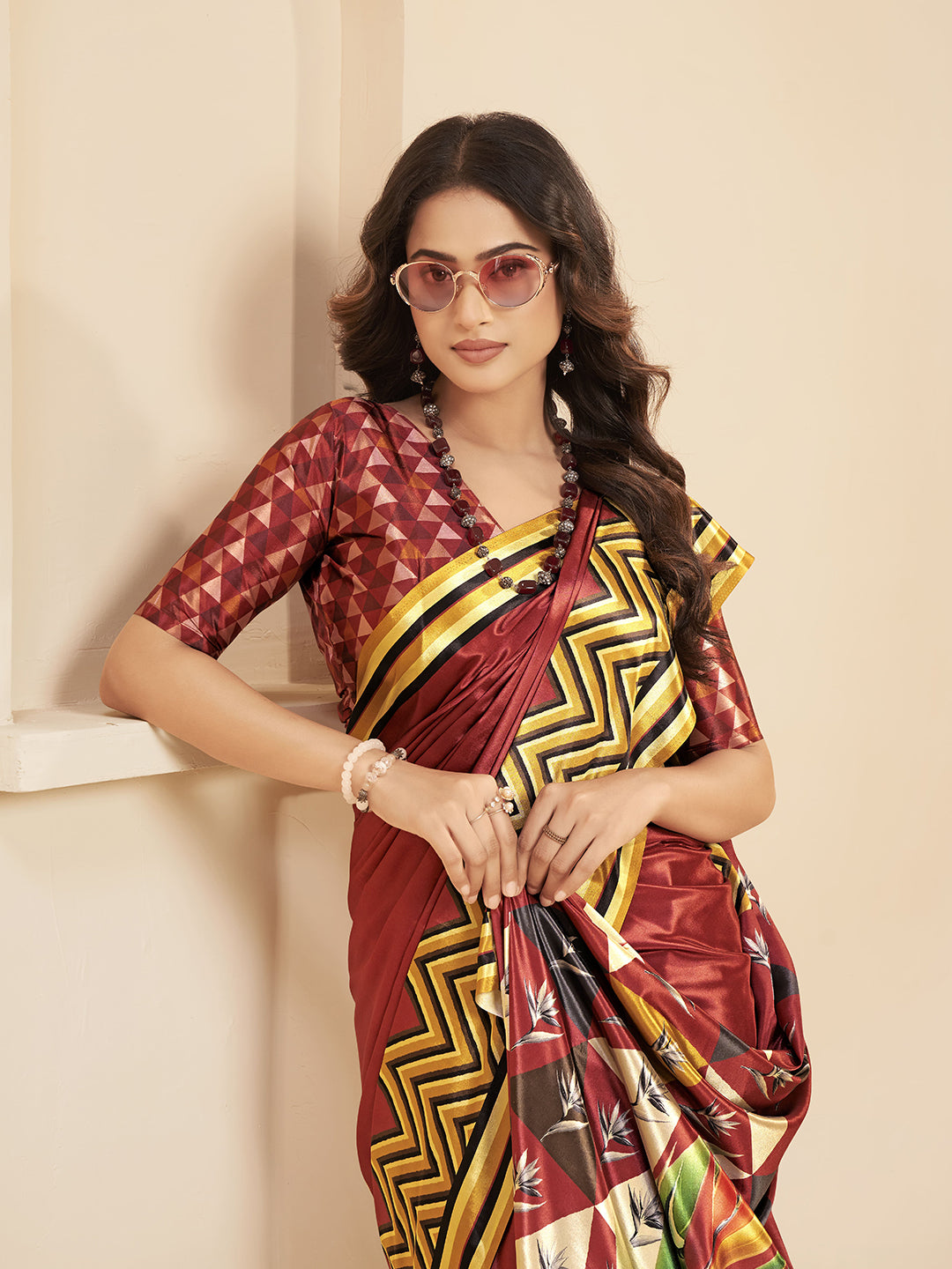 Urban Pallu Printed Poly Silk Work Saree