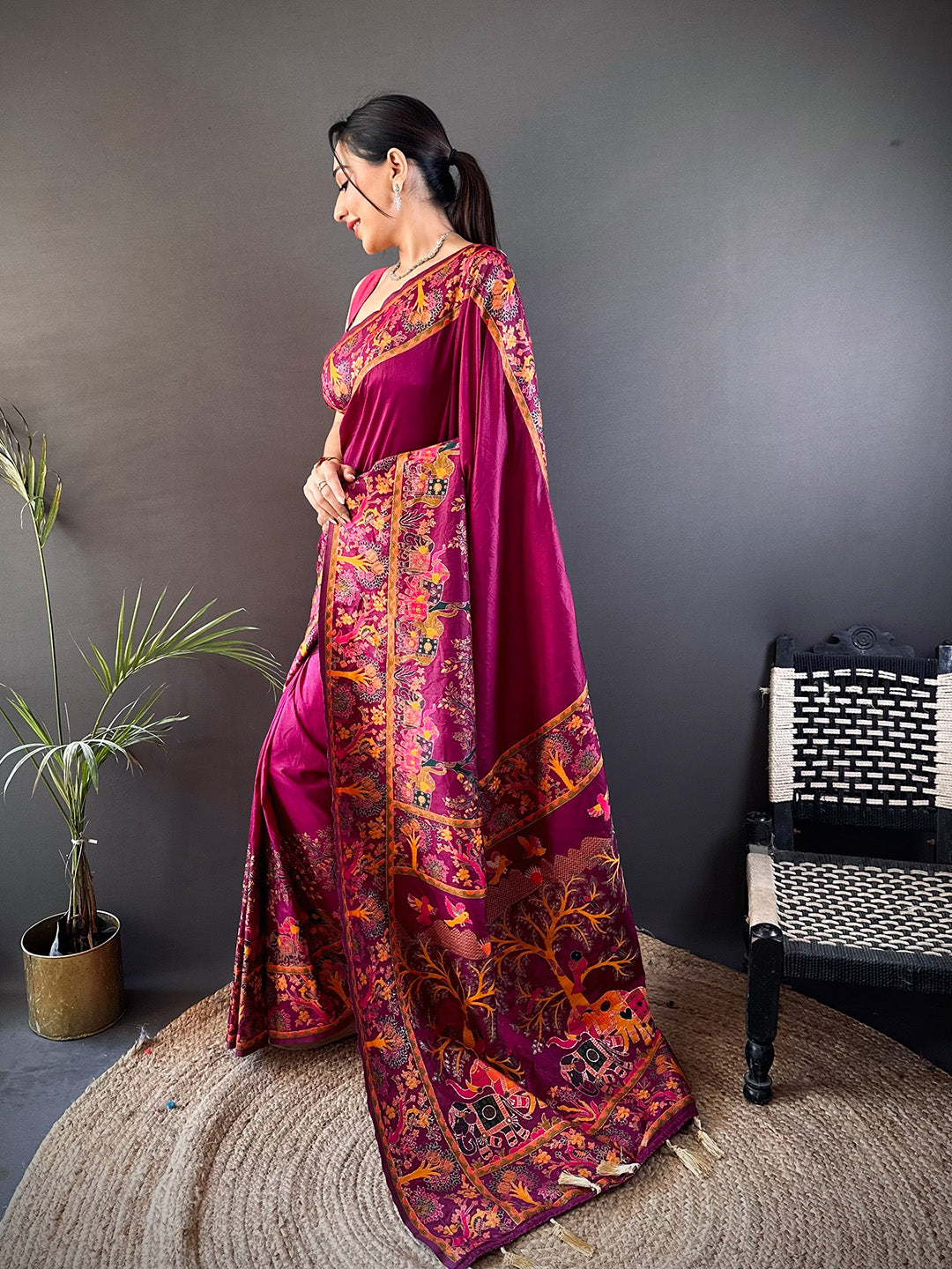 Urban Pallu Woven Design Silk Blend Traditional Saree